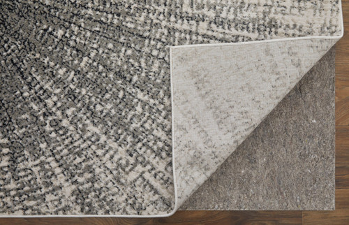 8' Gray and Ivory Abstract Power Loom Runner Rug