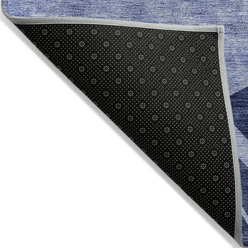 10' X 14' Navy Blue And Sky Blue Abstract Washable Indoor Outdoor Area Rug