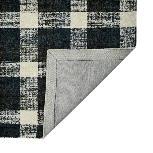 5' X 7' Charcoal And Ivory Wool Plaid Hand Tufted Area Rug