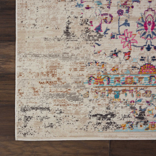 4' X 6' Ivory And Brown Floral Distressed Area Rug