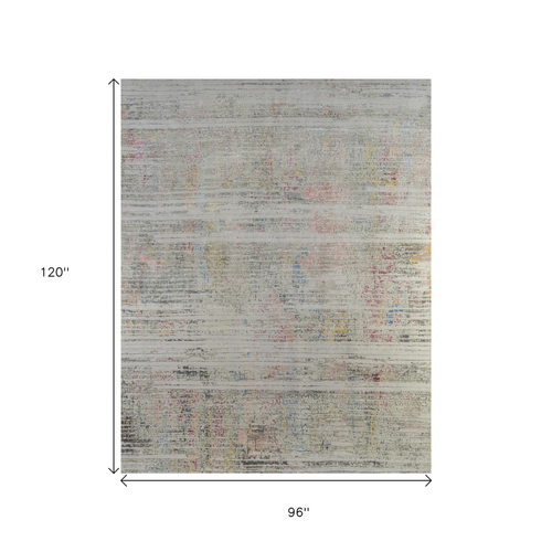 8' X 10' Beige Abstract Hand Knotted Area Rug