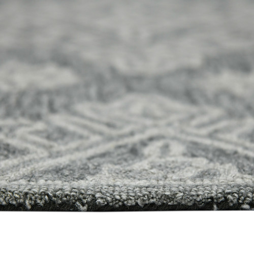 8' X 10' Graphite And Gray Wool Oriental Hand Hooked Area Rug