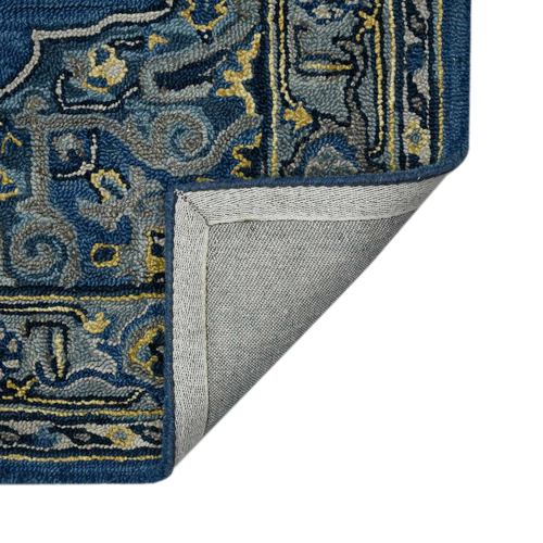 8' X 10' Teal And Gray Wool Medallion Hand Tufted Area Rug