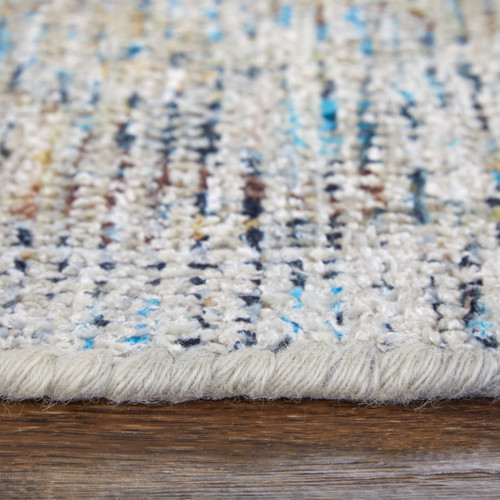 9' X 12' Gray Blue and Tan Abstract Hand Woven Distressed Area Rug With Fringe