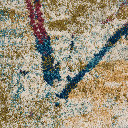 4' X 6' Cream Blue and Green Abstract Distressed Area Rug