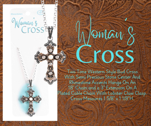 Necklace Western Bud Cross 2Tone 18L
