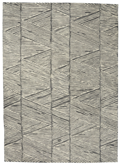 4' X 6' Gray and White Wool Abstract Area Rug