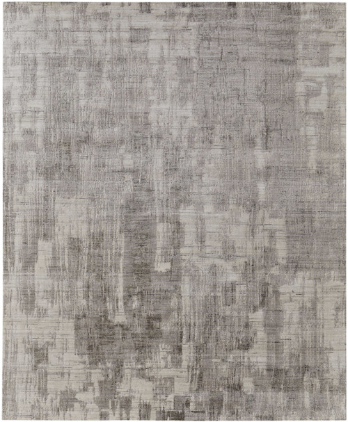 3' X 5' Gray and Ivory Abstract Hand Woven Worn Faded Area Rug