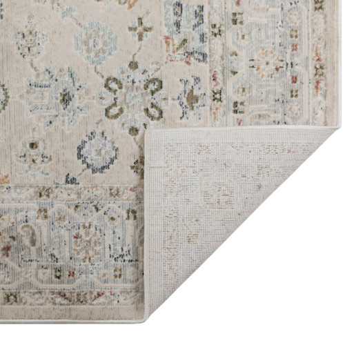 3' X 5' Ivory Blue And Gray Floral Medallion Area Rug