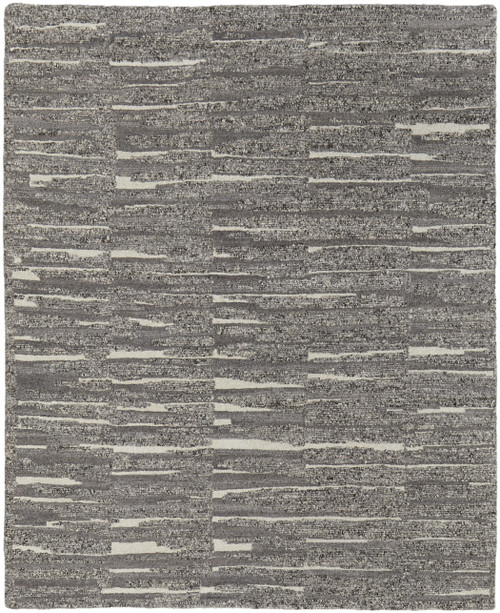 6' X 9' Gray Ivory and Taupe Abstract Hand Woven Area Rug