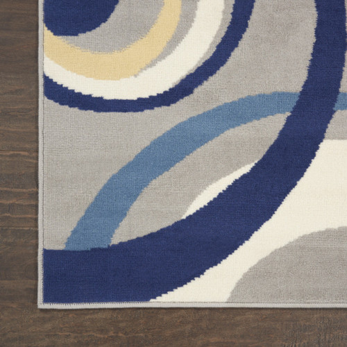 4' X 6' Gray and Blue Geometric Power Loom Area Rug