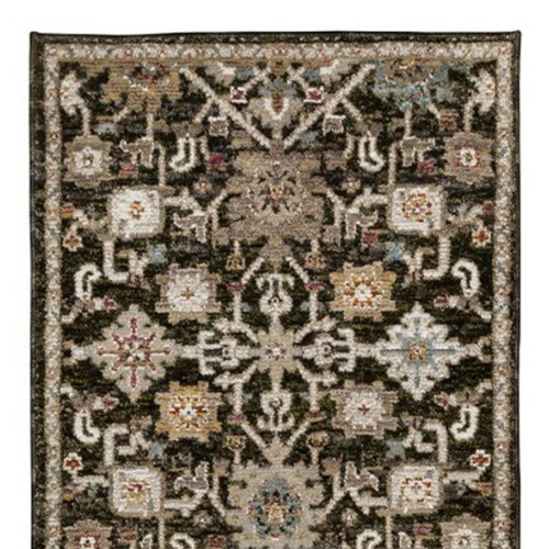 8' Brown Gray And Tan Oriental Runner Rug