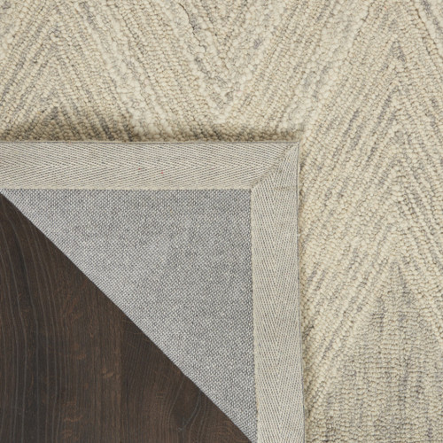 4' X 6' Ivory and Gray Wool Chevron Area Rug