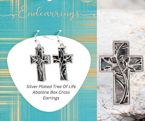 Earrings Abalone Tree Of LIfe Crosses