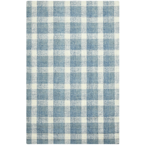 4' X 6' Blue And Ivory Wool Plaid Hand Tufted Area Rug
