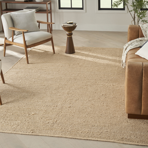7' X 10' Beige Jute Hand Woven Area Rug