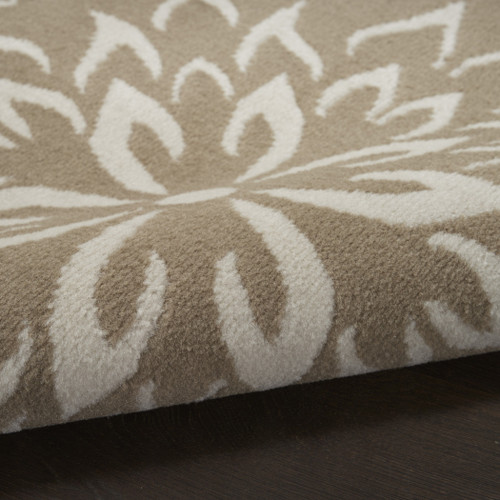 2' X 4' Taupe and Ivory Floral Area Rug