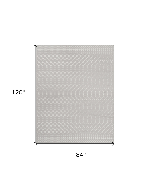 7' X 10' Gray and Ivory Moroccan Distressed Non Skid Area Rug
