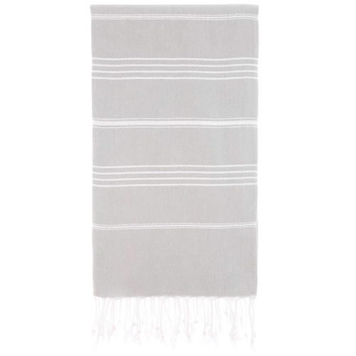 39" X 71" Gray Cotton Knitted Striped Turkish Towel Throw Blanket with Fringe