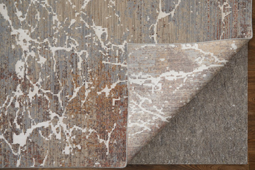 5' X 8' Ivory Brown and Taupe Abstract Power Loom Area Rug