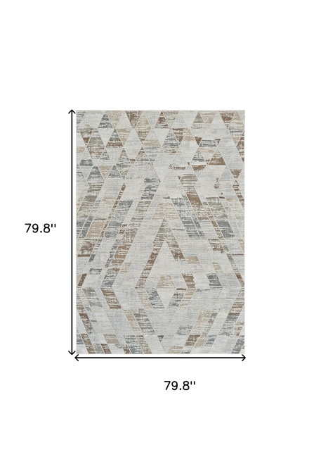 7' X 10' Beige and Brown Abstract Distressed Area Rug