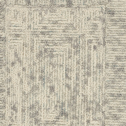 8' Ivory and Gray Wool Geometric Runner Rug