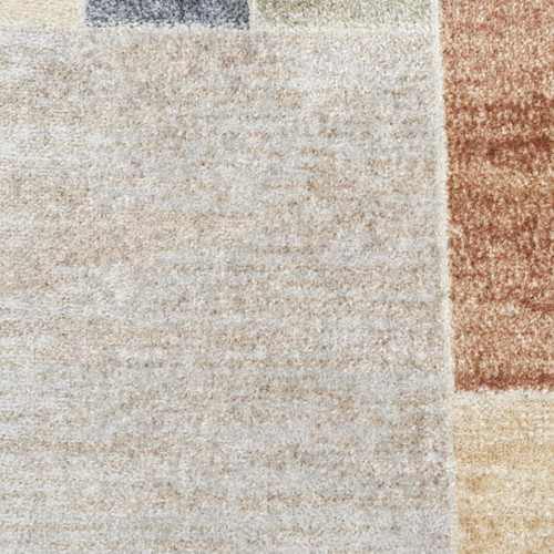7' X 9' Blue And Ivory Geometric Washable Area Rug