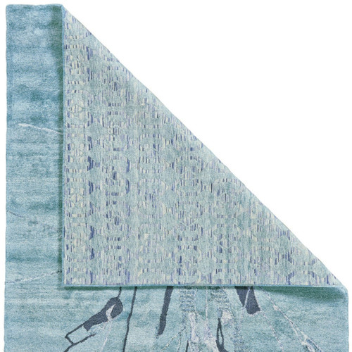 8' X 11' Blue and Gray Abstract Hand Tufted Area Rug
