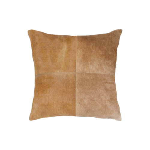 Set of Two 18" Tan Cowhide Throw Pillows