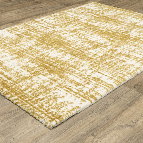 2' X 3' Gold And Ivory Abstract Area Rug
