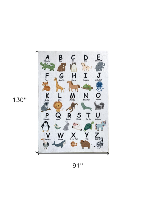 8' X 11' Gray Brown and Green Juvenile Alphabet Youthful Area Rug
