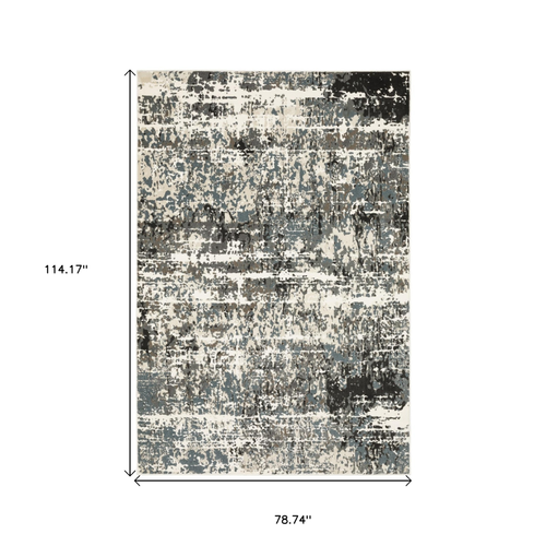 7' X 10' Ivory And Gray Abstract Area Rug