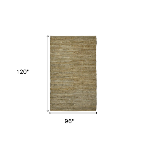 8' X 10' Brown And Beige Jute Striped Flatweave Handmade Area Rug