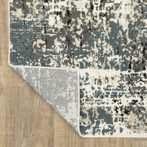 8' X 11' Ivory And Gray Abstract Area Rug