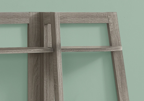 47" Taupe Particle Board and Wood Six Tier Etagere Bookcase