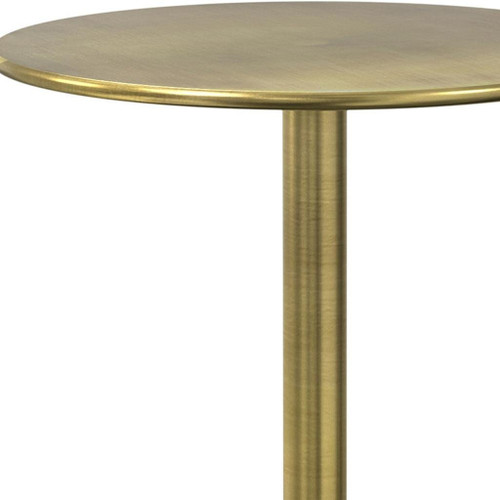 23" Powder Coated Gold and Gray Iron and Marble Round Pedestal End Table