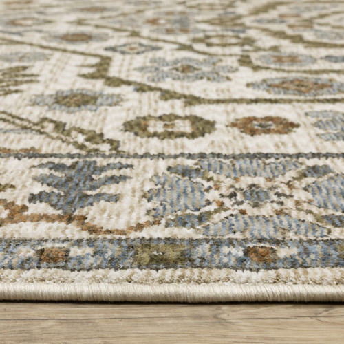 10' X 13' Ivory And Rust Floral Area Rug With Fringe