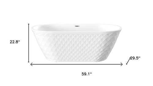 59" White Acrylic Oval Bath Tub