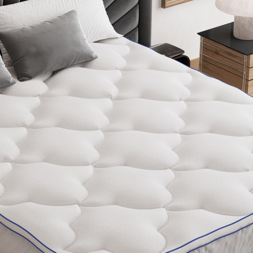 2" White Cotton Full Double Mattress Topper