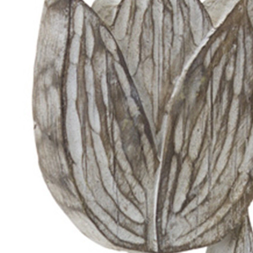 Set of Three Gray Cement And Polyresin Flowers Tabletop Sculpture