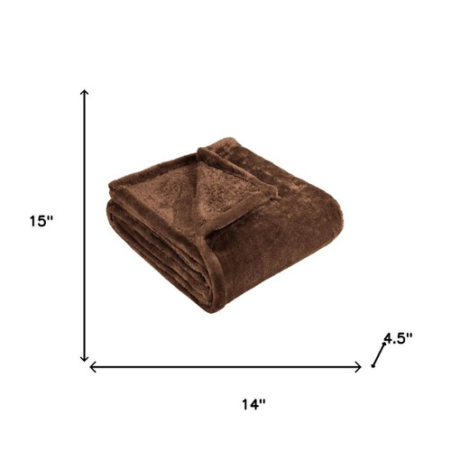14" X 15" Chocolate Fleece Plain Weave Plush Throw Blanket