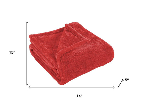 14" X 15" Red Fleece Knitted Plush Throw Blanket