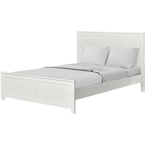 White Solid Wood King Bed Frame