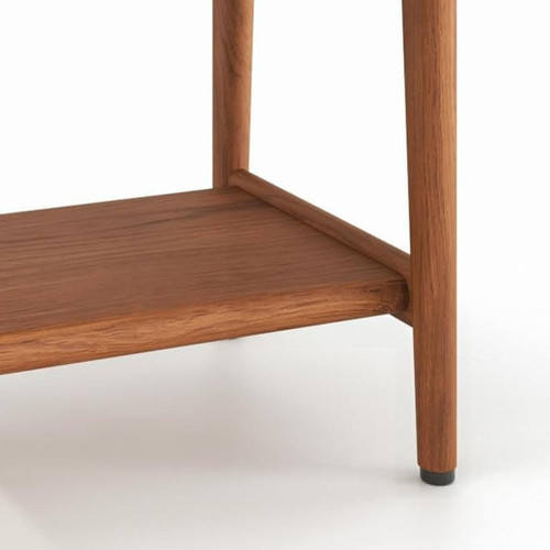 18" X 24" Brown Teak Rectangular Shower Bench With Shelf