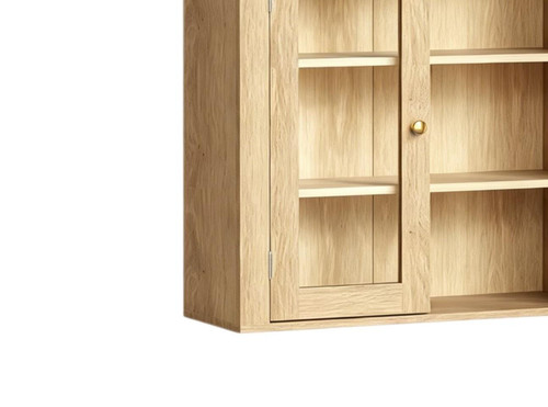 24" Beige Solid and Manufactured Wood Wall Mounted Four Door Medicine Cabinet
