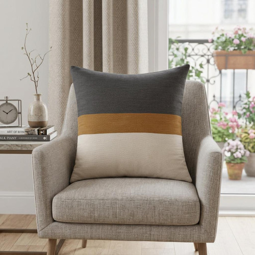 20" Brown And Gray Striped Cotton Throw Pillow Cover