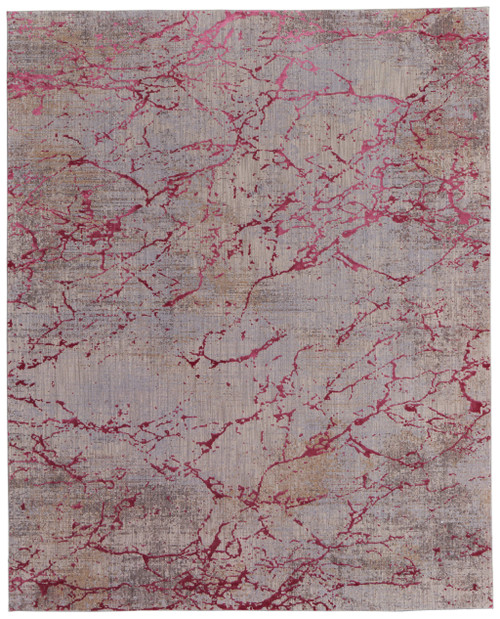8' X 10' Pink Taupe and Gray Abstract Power Loom Area Rug