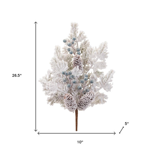 Set of Six 10" White Green And Brown Artificial Pine