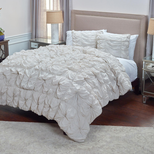 Natural Twin Cotton Blend Washable Polyester Down Alternative Comforter Set With Two Shams