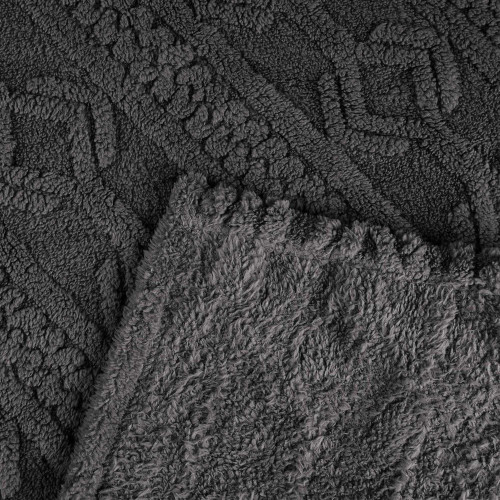 Queen Charcoal Fleece Knitted Plush Blanket
